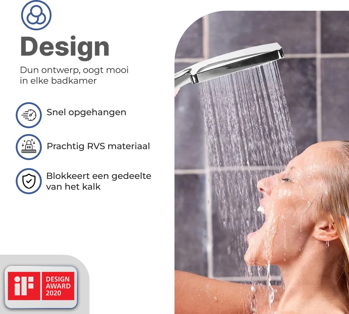 MaatWorkz - Waterbesparende Douchekop Vierkant + Douchetimer - Hoge Waterdruk - Luxe Design - 6 Standen 5 MaatWorkz - Waterbesparende Douchekop Vierkant + Douchetimer - Hoge Waterdruk - Luxe Design - 6 Standen - Afbeelding 5