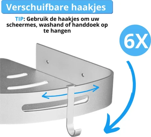 BrandtBergkamp RVS Doucherek 3 Laags – Zonder Boren – Doucherek Hangend – Badkamerrek Zilver -Badkamer Kast Winkel 1200x1087 13