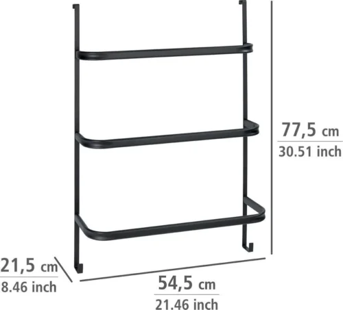 WENKO Handdoekhouder Irpinia 78x55cm Staal Zwart - Handdoekrek - Handdoekenrek Badkamer -Badkamer Kast Winkel 1200x1088 6