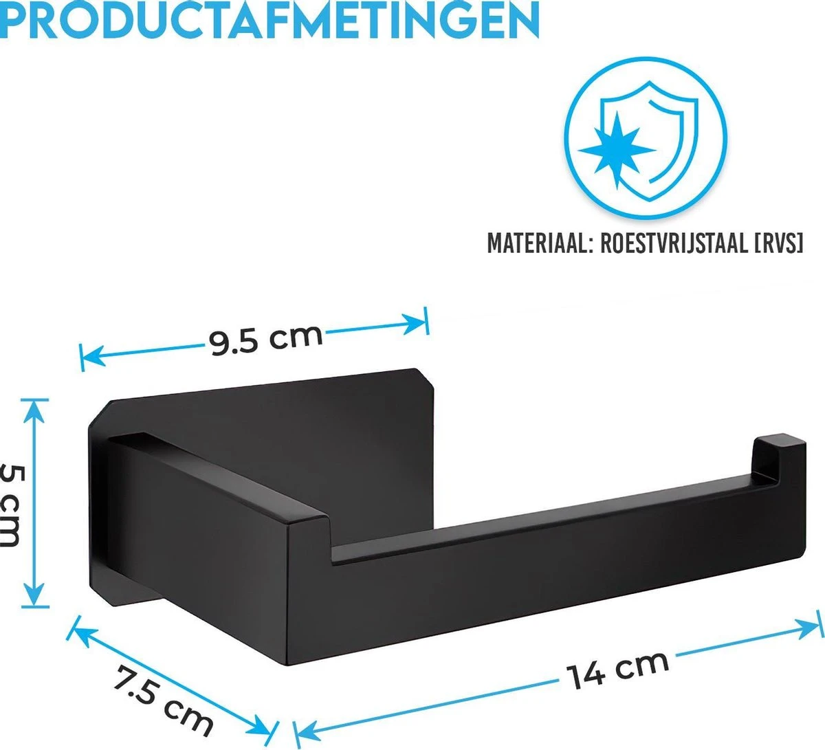 Sanics WC Rolhouder Zonder Boren - Toiletrolhouder Zelfklevend - Closetrolhouder Zwart/RVS 3 Sanics WC Rolhouder Zonder Boren - Toiletrolhouder Zelfklevend - Closetrolhouder Zwart/RVS - Afbeelding 3
