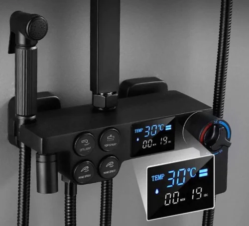 Merkloos Compleet Douchesysteem | ABS Doucheset | Mat Zwarte Hoofddouche En Handdouche | Vierkante Regendouche Voor Badkamer | Verstelbaar | Temperatuur Display | 360° Draaibaar 11 Merkloos Compleet Douchesysteem | ABS Doucheset | Mat Zwarte Hoofddouche En Handdouche | Vierkante Regendouche Voor Badkamer | Verstelbaar | Temperatuur Display | 360° Draaibaar -Badkamer Kast Winkel 1200x1092 7