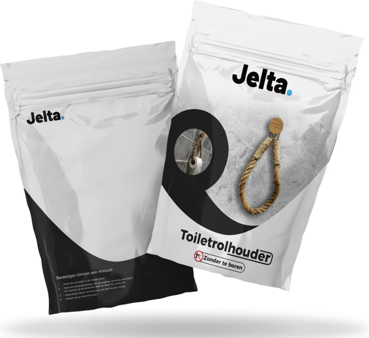 Jelta Toiletrolhouder Zonder Boren- Wc Rolhouder - Zuignap - Zelfklevend - Hout En Touw 10 Jelta Toiletrolhouder Zonder Boren- Wc Rolhouder - Zuignap - Zelfklevend - Hout En Touw - Afbeelding 10