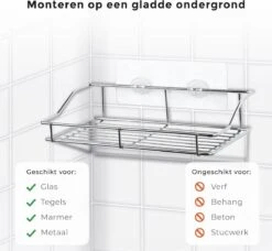 LifeGoods Zelfklevend Doucherek - 2 Stuks - Hangend Badkamer Rekje - Zonder Boren En Schroeven - RVS -Badkamer Kast Winkel 1200x1106 1