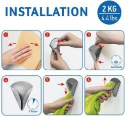 Zelfklevende Handdoekhouder Haakjes Set - Wand Ophang Haak Zelfklevend -Handdoekklem Keuken Ophanghaak Zonder Boren - Wand Theedoek / Handdoek Klem Houder - RVS - Set Van 4 Stuks - EVA -Badkamer Kast Winkel 1200x1109