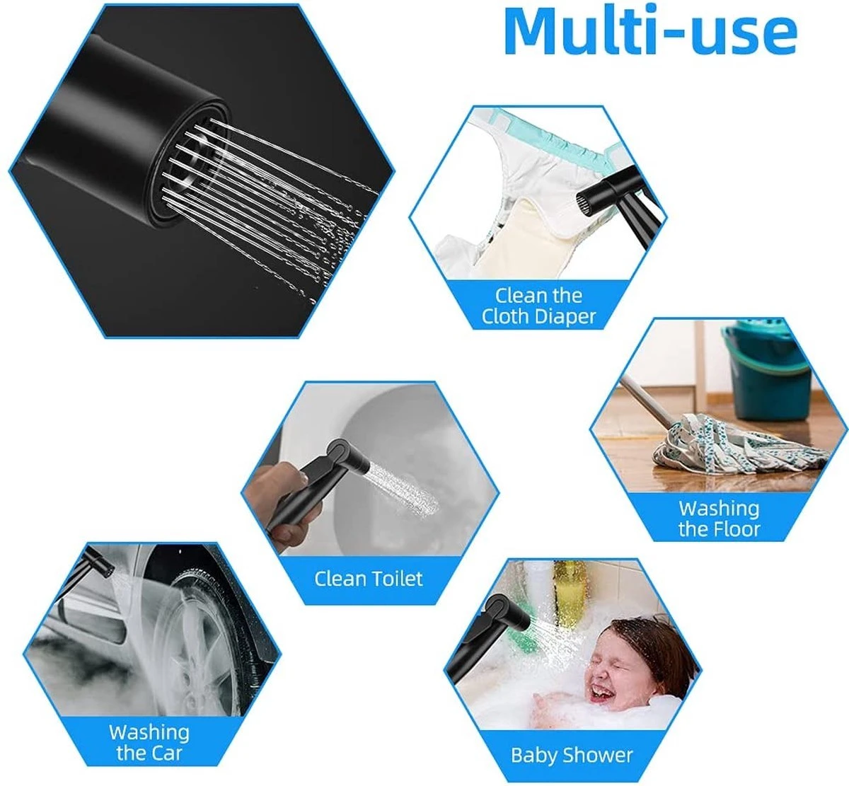 Merkloos Bidet Handdouche - Shattaf - Bidet Sproeier - Bidetkraan - Handheld Bidet Spray Met 120 Cm Doucheslang / Houder- Zwart 4 Merkloos Bidet Handdouche - Shattaf - Bidet Sproeier - Bidetkraan - Handheld Bidet Spray Met 120 Cm Doucheslang / Houder- Zwart - Afbeelding 4