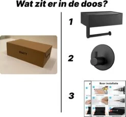 SHATY® WC Rolhouder - Toiletrolhouder - Opbergvak - Bakje - Plankje - Zonder Boren- WC Papier Houder - Toilet Papier Houder - Zwart - Badkameraccessoire - Toiletaccessoire - Inclusief Handoekhaak 17 SHATY® WC Rolhouder - Toiletrolhouder - Opbergvak - Bakje - Plankje - Zonder Boren- WC Papier Houder - Toilet Papier Houder - Zwart - Badkameraccessoire - Toiletaccessoire - Inclusief Handoekhaak -Badkamer Kast Winkel 1200x1114 1
