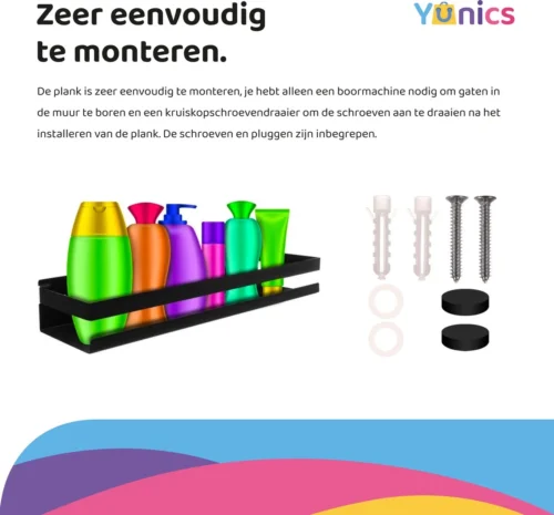 YUNICS® Badkamerrek - Badkamer Plank - Doucherek - Doucherek Hangend - RSV - Zwart - 7 YUNICS® Badkamerrek - Badkamer Plank - Doucherek - Doucherek Hangend - RSV - Zwart - -Badkamer Kast Winkel 1200x1115 3