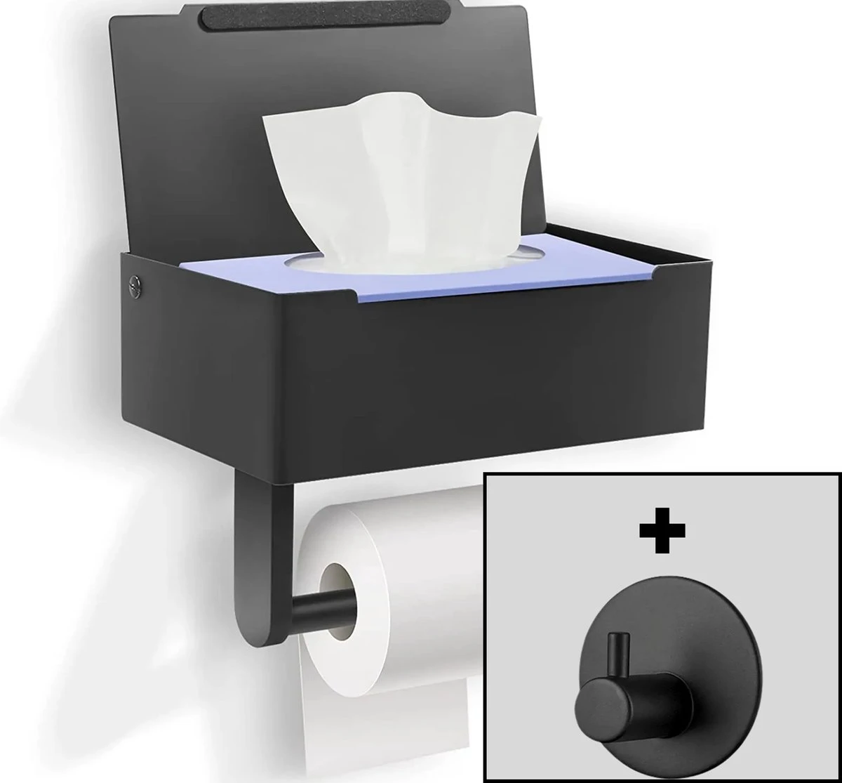 SHATY® WC Rolhouder - Toiletrolhouder - Opbergvak - Bakje - Plankje - Zonder Boren- WC Papier Houder - Toilet Papier Houder - Zwart - Badkameraccessoire - Toiletaccessoire - Inclusief Handoekhaak 1 SHATY® WC Rolhouder - Toiletrolhouder - Opbergvak - Bakje - Plankje - Zonder Boren- WC Papier Houder - Toilet Papier Houder - Zwart - Badkameraccessoire - Toiletaccessoire - Inclusief Handoekhaak