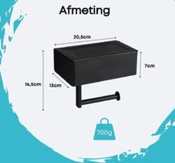 WC Rolhouder - Toiletrolhouder - Zwart - RVS - Zonder Boren - Met Plankje & Bakje - Inclusief Montagemateriaal - Toilet Accessoires - EJC Products -Badkamer Kast Winkel 1200x1117