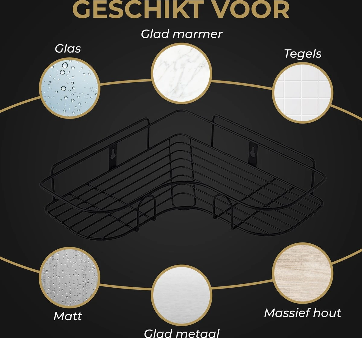 HGMD® Doucherek Zonder Boren - 1 Stuk - Zwart - Zelfklevend Doucherek –Badkamerrek - Badrek - Keukenrek - Doucherek Hangend – Badkamer Accessoires - Kruidenrek 3 HGMD® Doucherek Zonder Boren - 1 Stuk - Zwart - Zelfklevend Doucherek –Badkamerrek - Badrek - Keukenrek - Doucherek Hangend – Badkamer Accessoires - Kruidenrek - Afbeelding 3