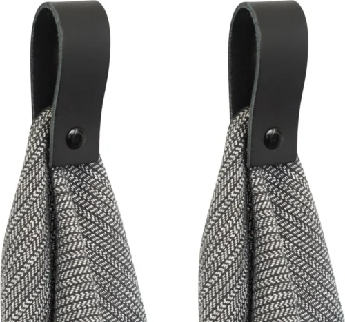 SETPRIJS - 2x Leren Magneet-lus - ZWART - Handles And More® (handdoekhaak - Handdoekhaakje - Handdoeklus - Handdoekhanger - Magnetische Handdoekhouder)