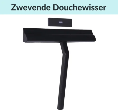 Douchewisser Zwart Met Magneetstrip - Badkamer Accessoires - Raamwisser - Trekker Douche - Silicone - 21cm X 20cm