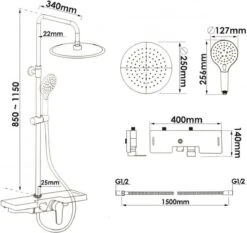 Doucheset - Met Douchemengkraan - En Regendouche - Zwart 12 Doucheset - Met Douchemengkraan - En Regendouche - Zwart -Badkamer Kast Winkel 1200x1131 3