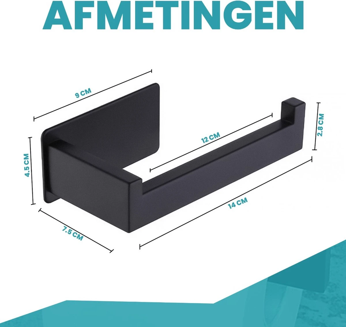 Merkloos Novalits - RVS Toiletrolhouder Zonder Boren - WC Rolhouder Zelfklevend - Inclusief RVS Handdoekhaakje - Zwart 3 Merkloos Novalits - RVS Toiletrolhouder Zonder Boren - WC Rolhouder Zelfklevend - Inclusief RVS Handdoekhaakje - Zwart - Afbeelding 3