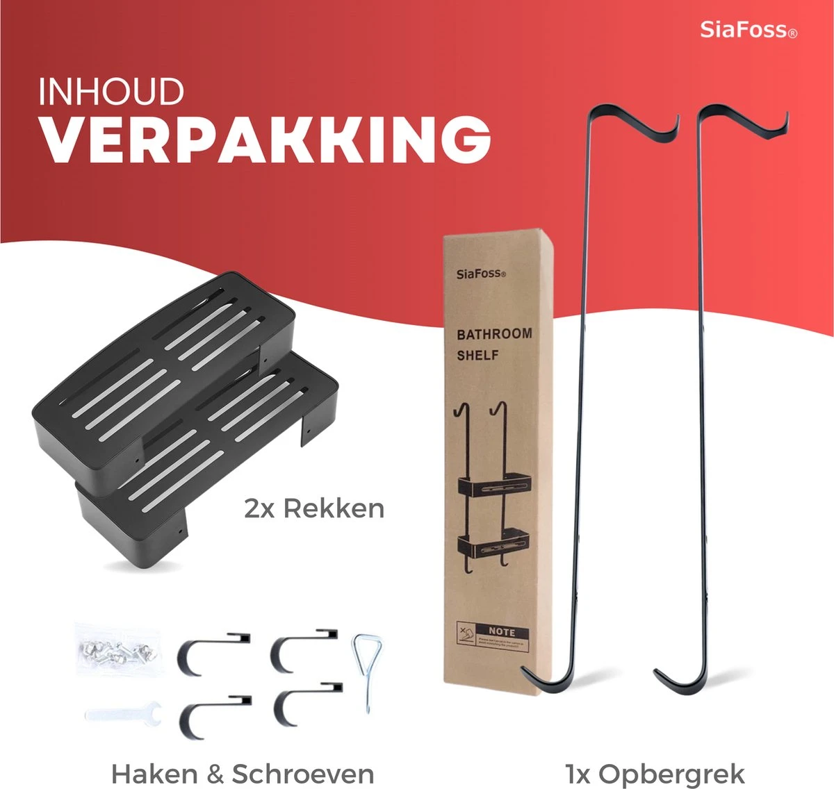 SIAFOSS Doucherek Zonder Boren Doucherek Hangend - 100% Stevig - 100% RVS - Hangend Badkamerrekje - Doucherek Aan Douchewand - Badkamer Accessoires - RVS Zwart - 2 Laags - Douchemand 9 SIAFOSS Doucherek Zonder Boren Doucherek Hangend - 100% Stevig - 100% RVS - Hangend Badkamerrekje - Doucherek Aan Douchewand - Badkamer Accessoires - RVS Zwart - 2 Laags - Douchemand - Afbeelding 9