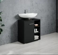 Badplaats Wastafel Onderkast Neptunus 60 Cm X 30 Cm X 60 Cm - Zwart - Badkamerkast – Staand Wastafelmeubel -Badkamer Kast Winkel 1200x1138 10