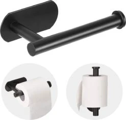 SIEPS RVS WC Rolhouder - Toiletrolhouder - Zelfklevend Zonder Boren - Zwart