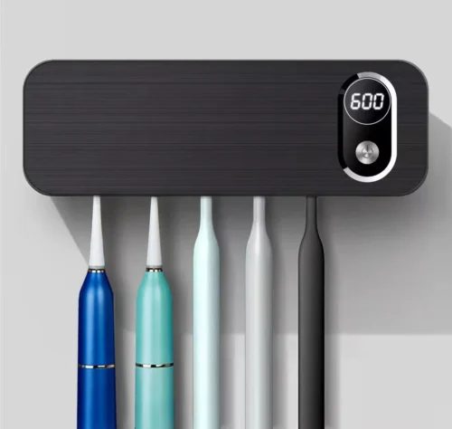 UV-Brush | Tandenborstelhouder Antibacterieel | Steriliserend UV Licht | Hangend | Zwart | Badkamer | Nieuw Model Met Ventilator