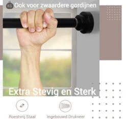 Qproducts Gordijnroede Zonder Boren - 65 Tot 100 Cm - Uitschuifbaar Douchegordijnstang - Uitschuifbare Klemstang - Metaal Zwart -Badkamer Kast Winkel 1200x1138 7