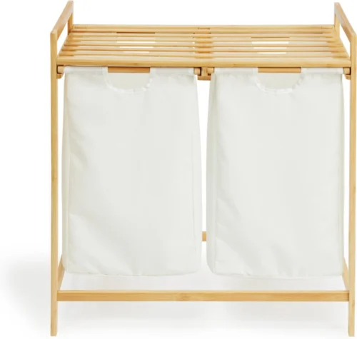 Lifa Bathing Bamboe Rek Met Wasmanden - Polyester En Bamboe - Uitschuifbare Opbermanden Met Deksel - Wassorteerbak 60 Liter - 2 Vakken - Voor Badkamer, Slaapkamer En Wasruimte - 73 X 64 X 33 Cm -Badkamer Kast Winkel 1200x1139 2