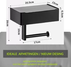 1FORME | Toiletrolhouder | WC-rolhouder | Met Plankje / Plateau | Met Opbergvak Vochtige Doekjes | RVS Zwart | Met Of Zonder Boren | -Badkamer Kast Winkel 1200x1141 2
