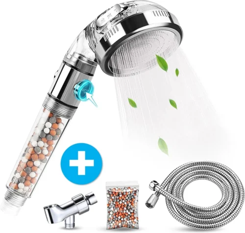 Waterbesparende Ionische Douchekop Met Slang En Houder - Handdouche - 3 Standen - Regendouche