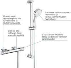 GROHE Grohtherm-1000 Performance Renovatieset - Met Thermostaatkraan, Koppelingen, Glijstang En Hoofddouche - CoolTouch - Chroom -Badkamer Kast Winkel 1200x1142 5