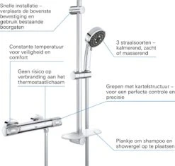 GROHE QuickFix Precision Feel Thermostatische Douchekraan - Met Glijstangset - EcoJoy - CoolTouch - Chroom - 34791000 -Badkamer Kast Winkel 1200x1143 12