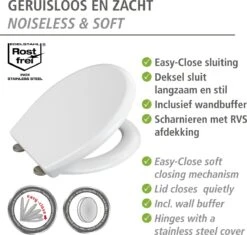 WENKO WC Bril Gubbio - Antibacterieel Wit Duroplast - Easy-Close Sluiting - Fix-Clip Bevestiging In RVS - Belastbaar Tot 350 Kg - Toiletbril - Toiletzitting -Badkamer Kast Winkel 1200x1144 16