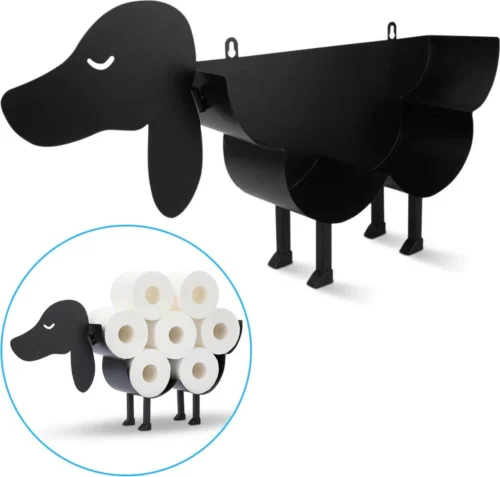 Sanics Reserverolhouder Vrijstaand - Hangend - Wandhouder - Hond - Zwart - Dier