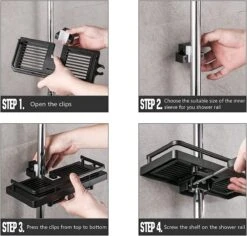 Merkloos Douchestang Opbergrek - Zonder Boren - Luxe - Zwart - Shampoohouder - Zeephouder - Opbergrek - Douche - Douchegelhouder -Badkamer Kast Winkel 1200x1146 5