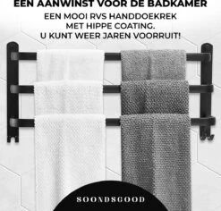 Merkloos Soondsgood Luxe 3 Laags Handdoekrek - Zelfklevend Of Boren - Zwart - Eenvoudige Installatie - Badkamer - Handdoekenrek - Handdoekhouder - 30x14x25cm -Badkamer Kast Winkel 1200x1148 7