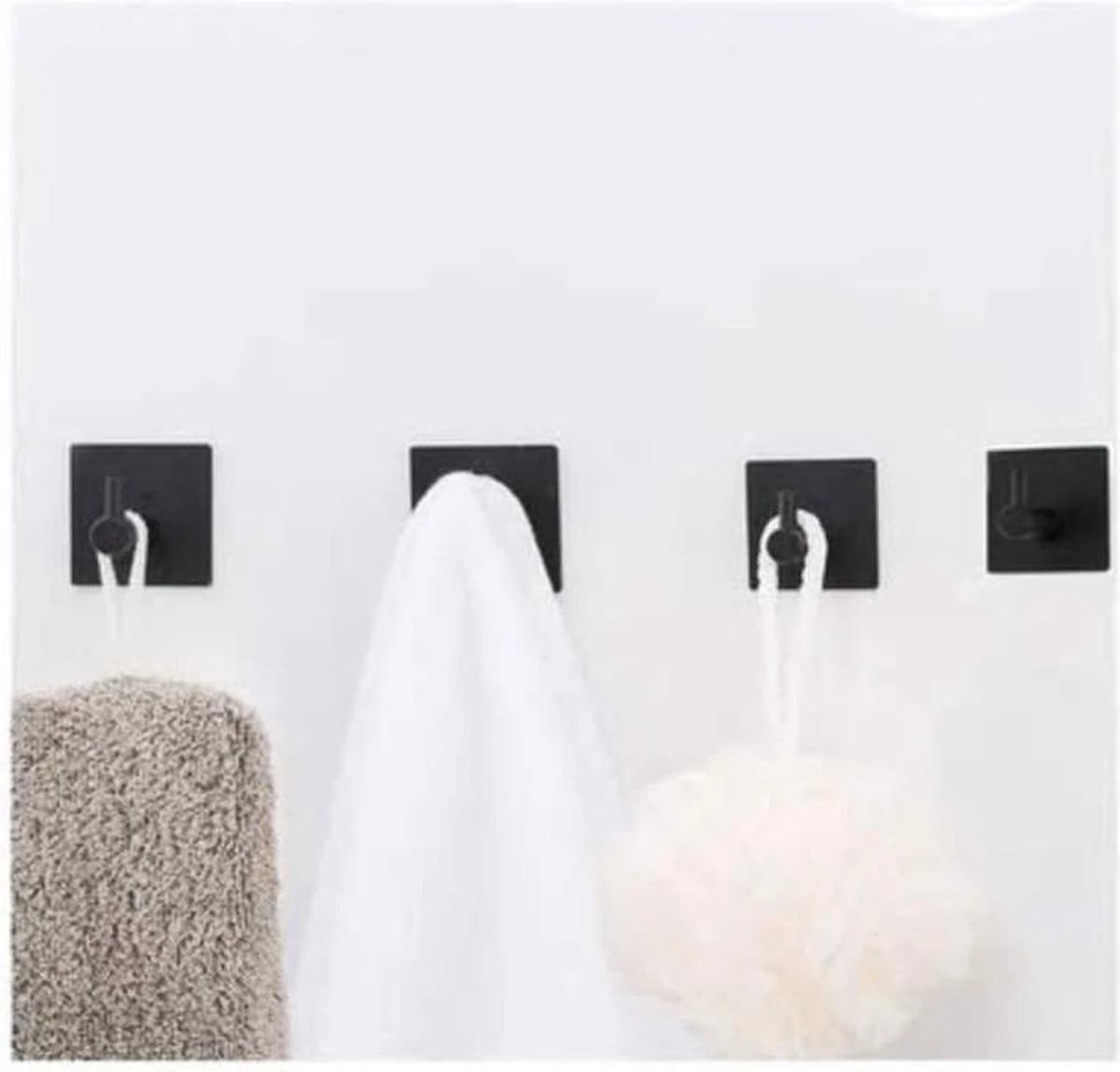 Merkloos Handdoekhaak Set Van 4 Stuks Zonder Boren RVS Zwart Vierkant Zelfklevend Badjas Theedoek Hanger Keuken Badkamer Handdoek Haakjes 5 Merkloos Handdoekhaak Set Van 4 Stuks Zonder Boren RVS Zwart Vierkant Zelfklevend Badjas Theedoek Hanger Keuken Badkamer Handdoek Haakjes - Afbeelding 5