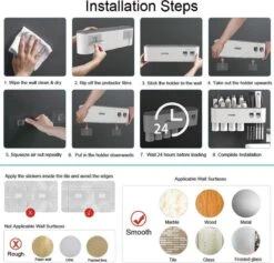 Tandenborstelhouder Badkamer - LB545 – Elektrische Tandenborstel Houder - Opbergbox - Tandenborstel - Automatische Tandpasta Knijper Dispenser - Badkamer Accessoires -Badkamer Kast Winkel 1200x1150 3