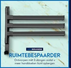 MM Brands Handdoekrek - Handdoekhouder - Badkamer Accessoires - Zelfklevend Handdoekenrek - 3-delig - Zwart - 24 X 6 X 1 CM -Badkamer Kast Winkel 1200x1151 1