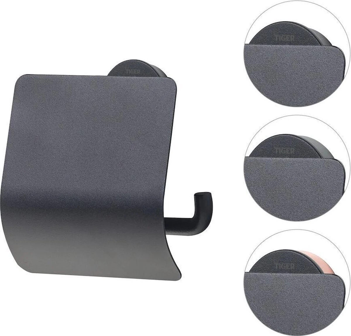 Tiger Urban Toiletaccessoireset - Toiletborstel Met Houder - Toiletrolhouder Met Klep - Handdoekhaak - Zwart 7 Tiger Urban Toiletaccessoireset - Toiletborstel Met Houder - Toiletrolhouder Met Klep - Handdoekhaak - Zwart - Afbeelding 7