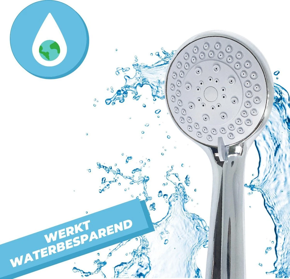Douchekop Met Slang - Universeel - 5 Luxe Straalstanden - Chroom En RVS - Incl. Wandhouder 4 Douchekop Met Slang - Universeel - 5 Luxe Straalstanden - Chroom En RVS - Incl. Wandhouder - Afbeelding 4