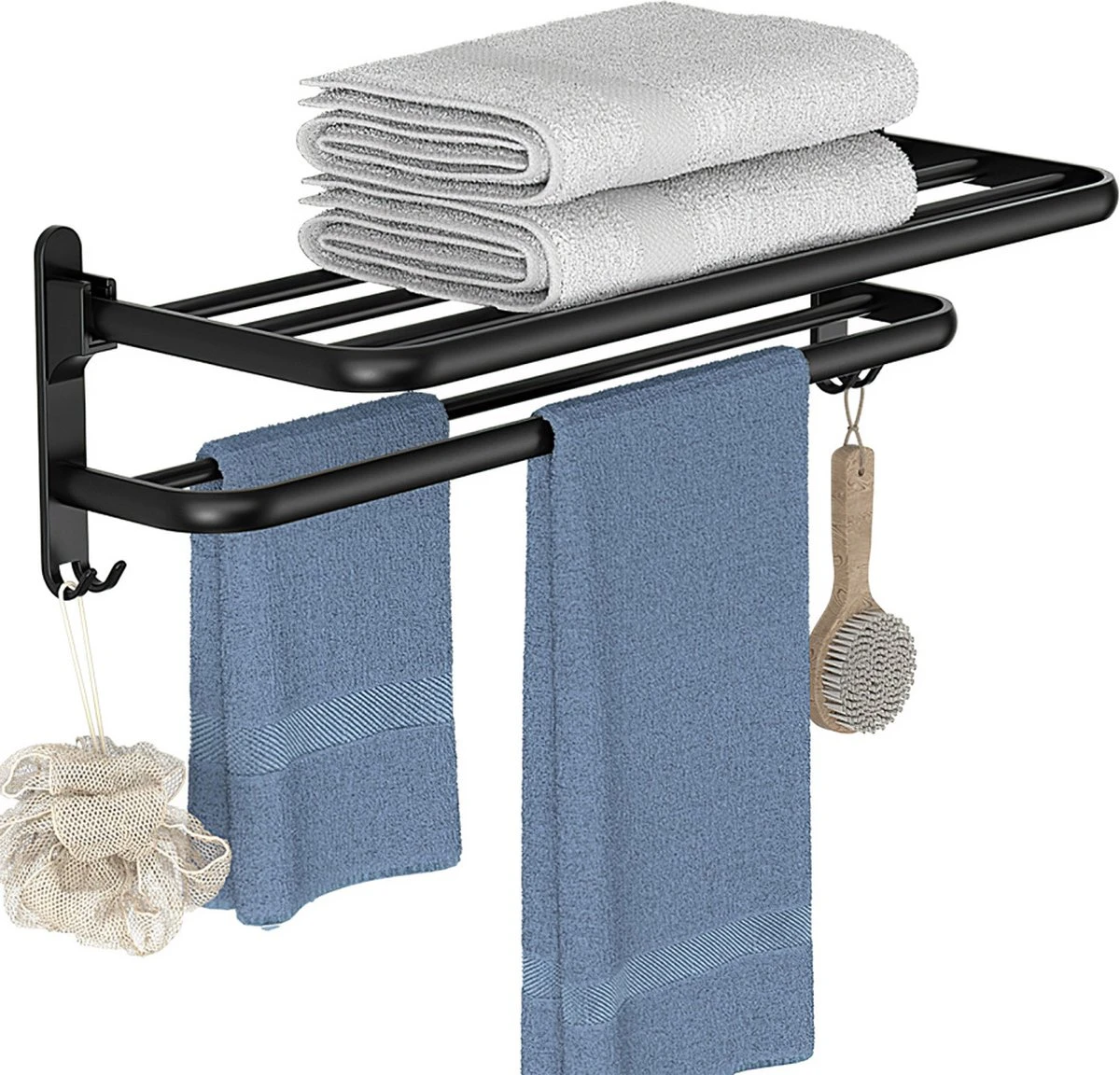 Vannons - Handdoekrek - Handdoekrek Badkamer - 2 Handdoeken - Handdoekrek Zelfklevend - Zwart 1 Vannons - Handdoekrek - Handdoekrek Badkamer - 2 Handdoeken - Handdoekrek Zelfklevend - Zwart