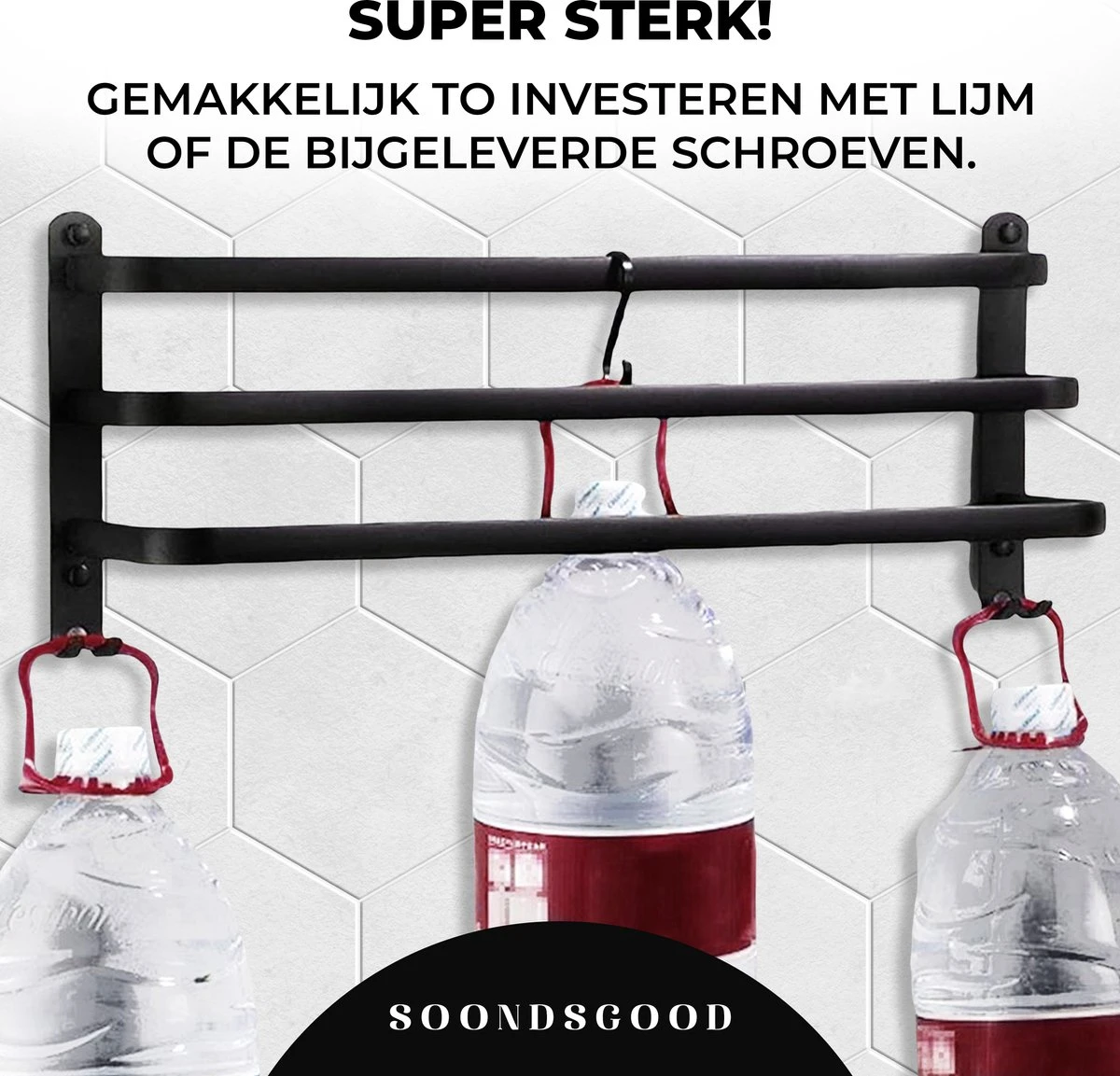 Merkloos Soondsgood Luxe 3 Laags Handdoekrek - Zelfklevend Of Boren - Zwart - Eenvoudige Installatie - Badkamer - Handdoekenrek - Handdoekhouder - 50x14x25cm 2 Merkloos Soondsgood Luxe 3 Laags Handdoekrek - Zelfklevend Of Boren - Zwart - Eenvoudige Installatie - Badkamer - Handdoekenrek - Handdoekhouder - 50x14x25cm - Afbeelding 2