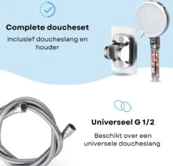 Belliese Doucheset Ionic - Douchekop - Doucheslang - Douchekophouder - Douchekop Met Slang - Waterbesparende Douchekop - Ionische Filter Douchekop - Badkamer Accessoires - Montage Zonder Boren - 5 Standen - Chroom -Badkamer Kast Winkel 1200x1153 14