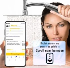 Regendouchekop Deluxe - ø 28CM - Douchekop Met Doucheslang En Douchekophouder - RVS -Badkamer Kast Winkel 1200x1154