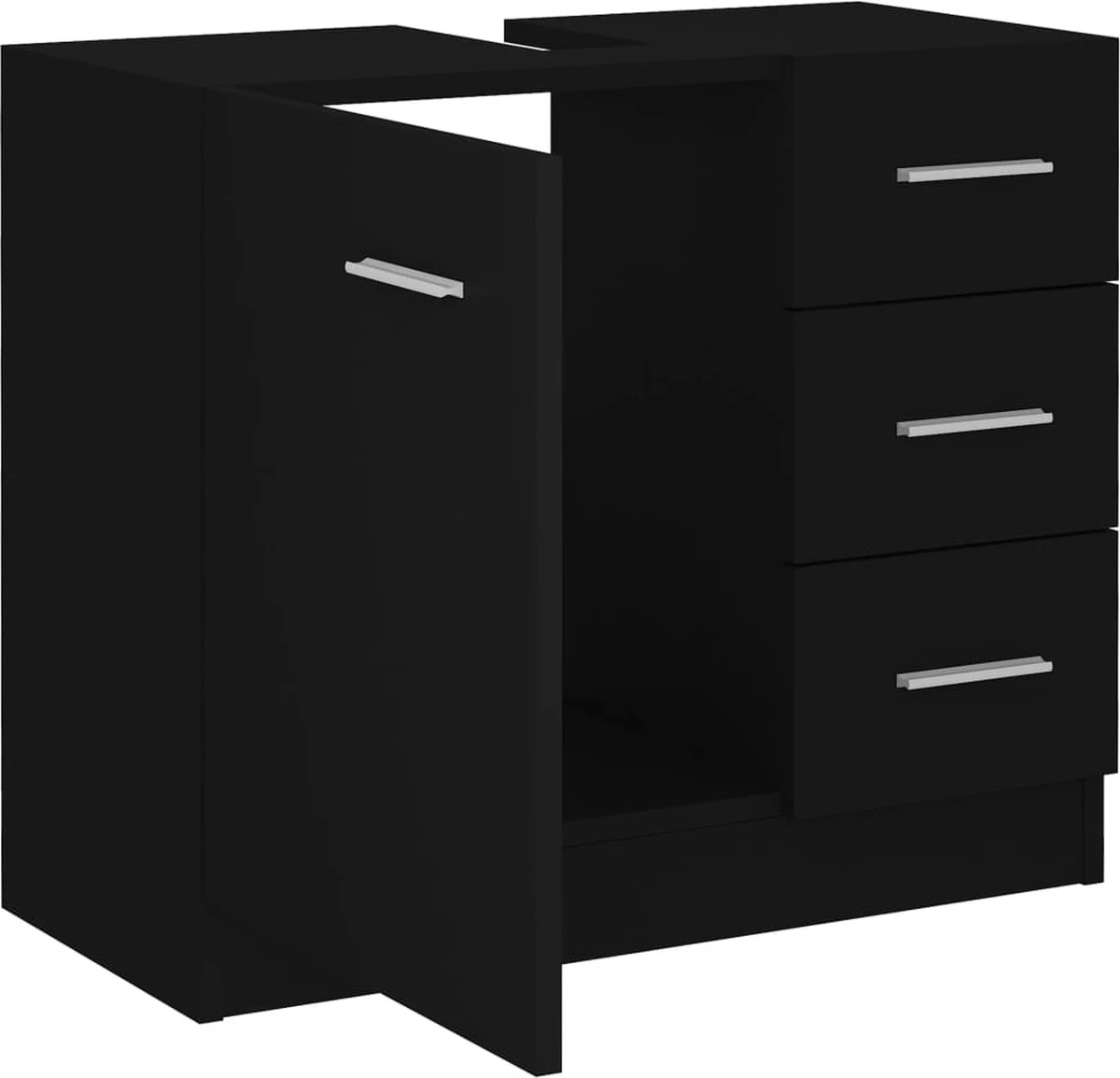 VidaXL Wastafelkast 63x30x54 Cm Spaanplaat Zwart 6 VidaXL Wastafelkast 63x30x54 Cm Spaanplaat Zwart - Afbeelding 6