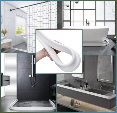 Merkloos Hoge Zelfklevende Waterkering Badkamer 100 Cm - Douchedorpel - Wateroverlast - Douchebak - Waterstopper - Sanitair Dorpel - Water - Douche - Badkamer - Schimmel Badkamer - Douche Kabine - Siliconen