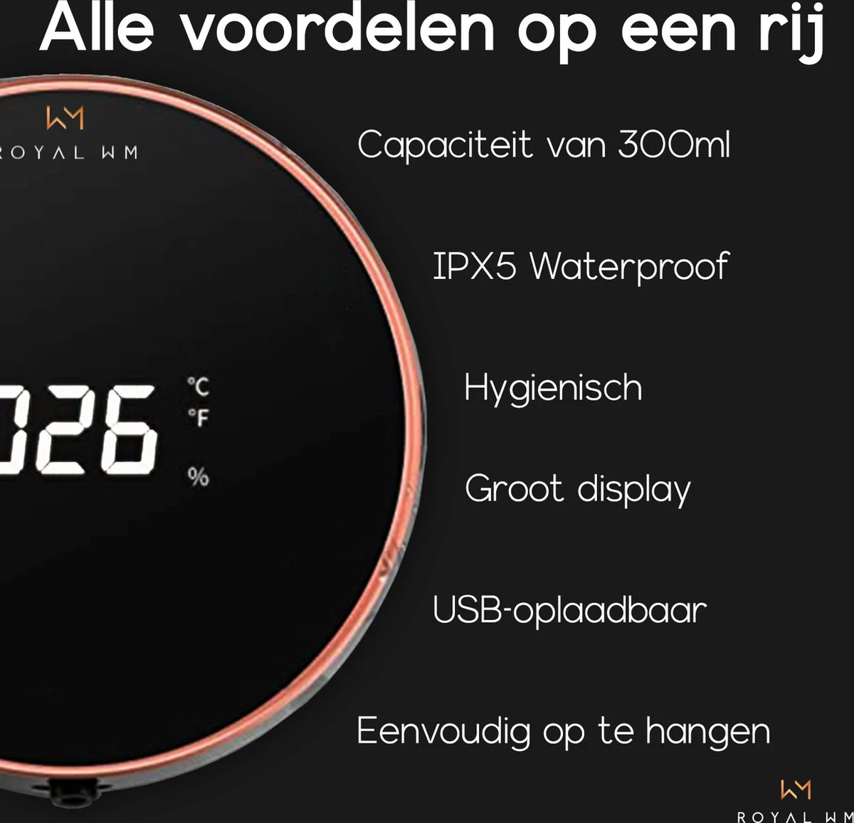 Royal WM - Automatische Zeepdispenser - 300ml - Zwart - Wandmontage - Sensor 9 Royal WM - Automatische Zeepdispenser - 300ml - Zwart - Wandmontage - Sensor - Afbeelding 9