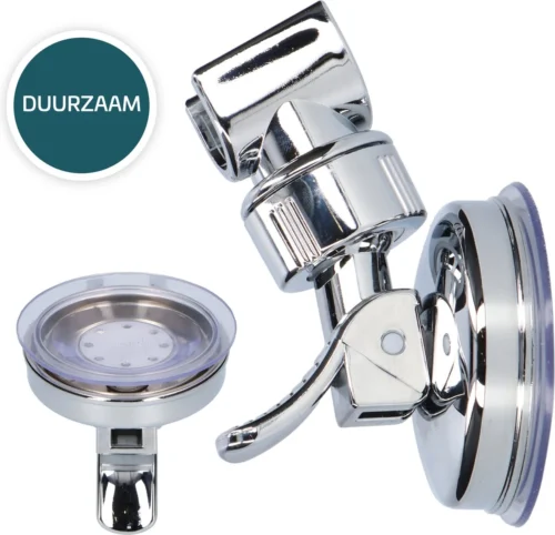 Moodcare® Verplaatsbare Douchekophouder Zelfklevend - Chroom – Douchekop Houder Zonder Boren – Wandhouder Douchekop Zuignap