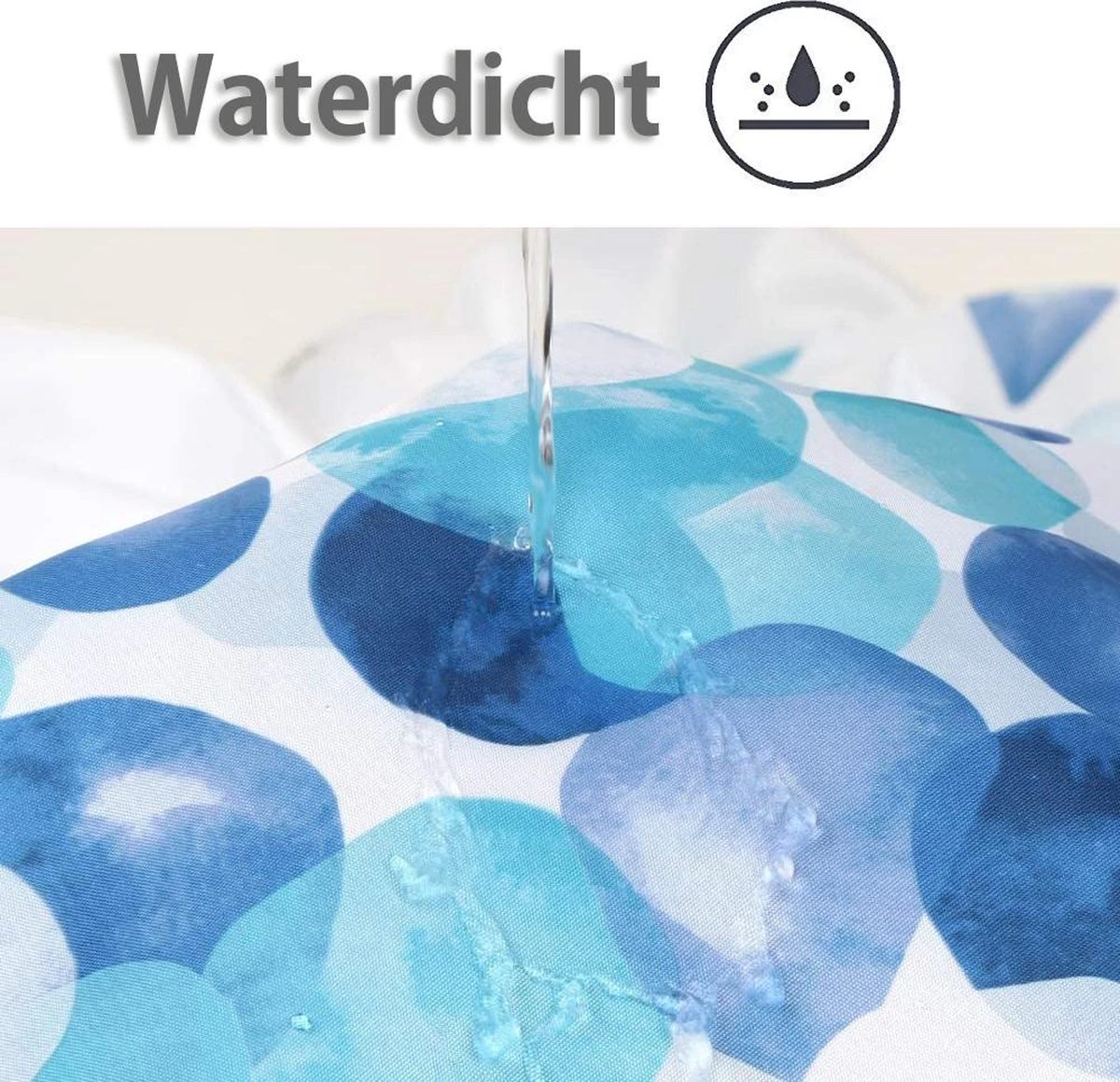 Douchegordijn - 180x200 Cm - Incl. Ringen - Waterdicht - Sneldrogend & Anti Schimmel - Wasbaar & Duurzaam - Polyester - Blue Petals 3 Douchegordijn - 180x200 Cm - Incl. Ringen - Waterdicht - Sneldrogend & Anti Schimmel - Wasbaar & Duurzaam - Polyester - Blue Petals - Afbeelding 3