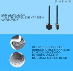 WC Borstel - Siliconen Borstel Met Houder - Hangend Met Plakstrip - Duurzaam Toilet Borstel - Zwart - Rheme -Badkamer Kast Winkel 1200x1160 4