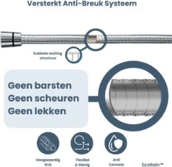 EcoRain – Universele Doucheslang 1.5 Meter – 150 Cm – Anti Lek – G ½ 1/2" - Draaiaansluiting – Waterkraan Slang - Chroom 9 EcoRain – Universele Doucheslang 1.5 Meter – 150 Cm – Anti Lek – G ½ 1/2" - Draaiaansluiting – Waterkraan Slang - Chroom -Badkamer Kast Winkel 1200x1161 10