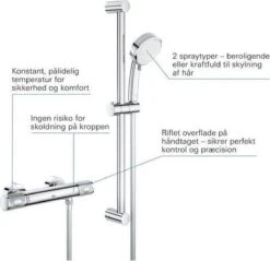 GROHE Grohtherm-1000 Performance Renovatieset - Met Thermostaatkraan, Koppelingen, Glijstang En Hoofddouche - CoolTouch - Chroom -Badkamer Kast Winkel 1200x1162 9