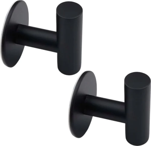 EAVY 2 Stuks Zelfklevende Handdoekhaakjes - Handdoekhouders - Plakhaakjes - Zwart